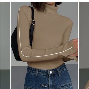 Commense contrast piping turtle neck XS